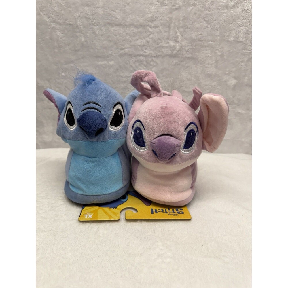 Disney Stitch & Angel Plush Slippers Girl XL Blue Pink